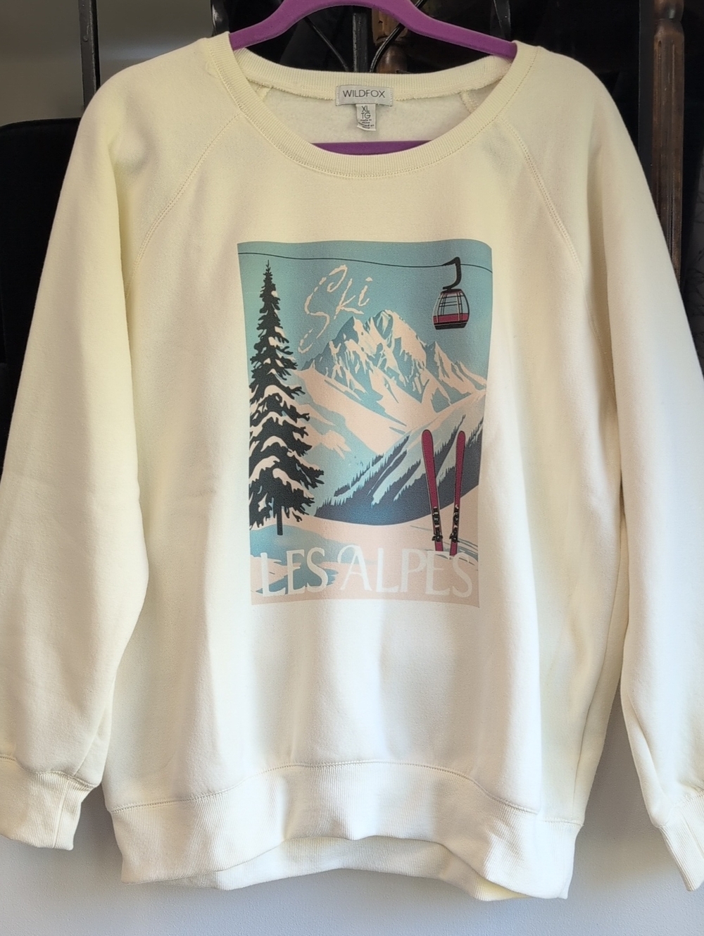 Wildfox Cream 'Les Alpes' Graphic Ski Sweatshirt